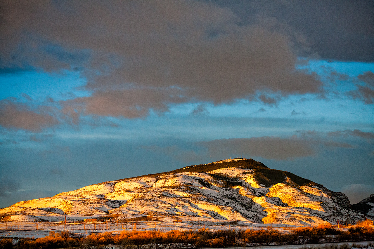 Winter mountains at sunrise in Cody Wyoming